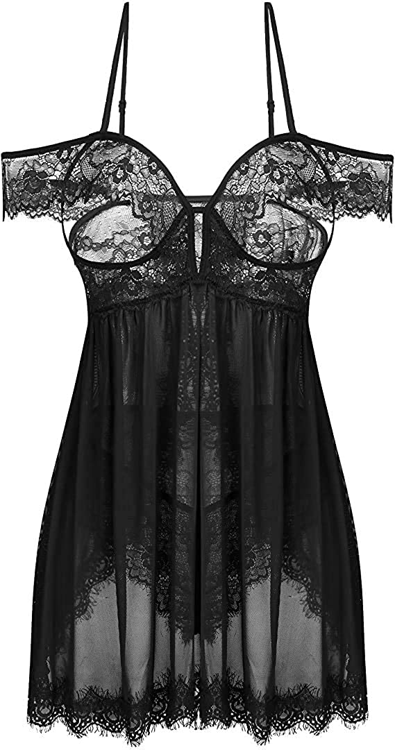 Price:$13.99 Sexy Babydoll Underwear Set Women Lingeries Lace Babydoll V Neck Strapless Sleepwear Nightwear Bodysuit Dress : Clothing, Shoes & Jewelry