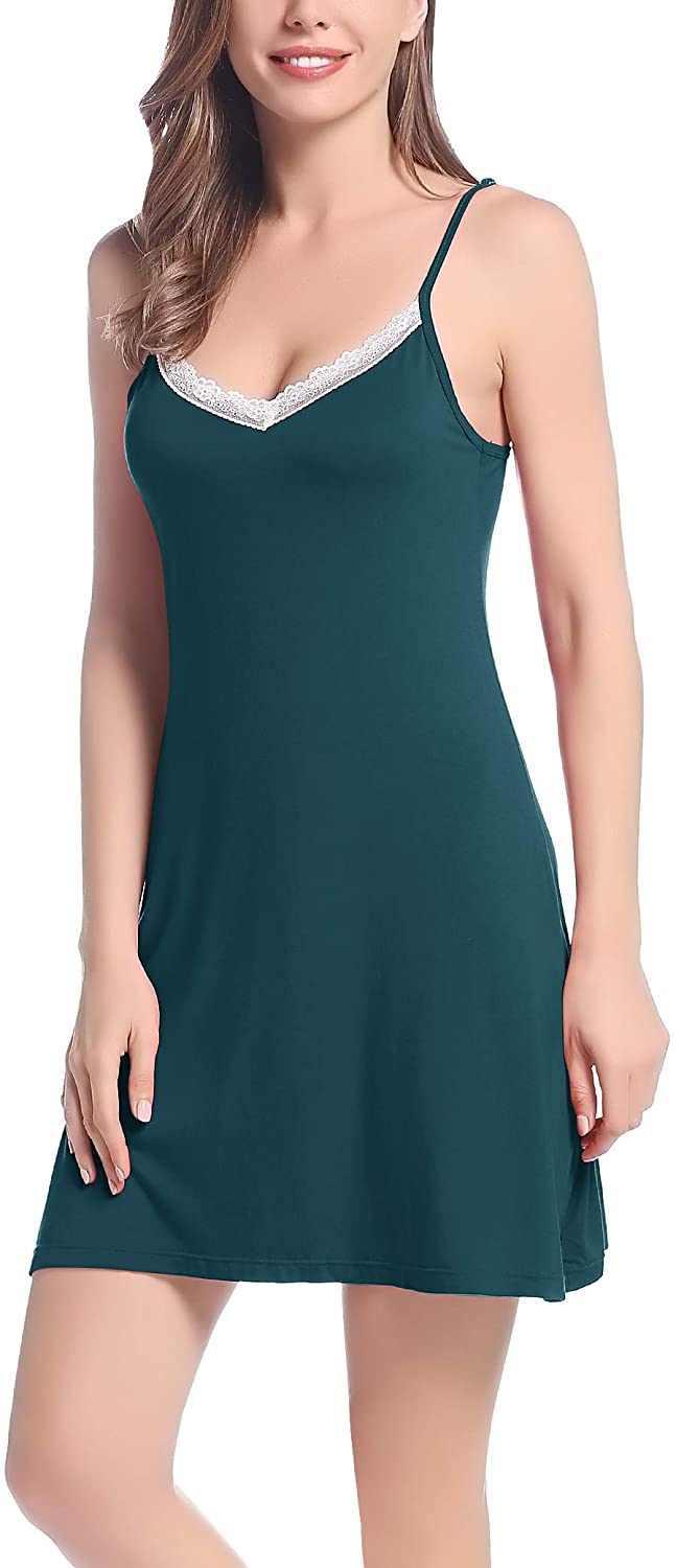 Price:$16.99 Sleeveless Chemise Nightgown Nightie Women Bamboo Soft Spaghetti Strap Sleepwear at Amazon Women’s Clothing store