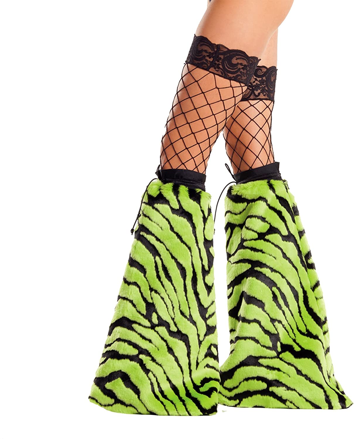 Price:$24.35 Women's UV Reactive Zebra Furry Boot Covers, Green/Black, One Size: Clothing, Shoes & Jewelry