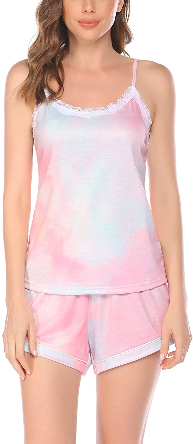 Price:$17.99 Womens Cami and Short Set Sexy Camisole Pajama Lace Pj Set Lingerie Set Summer Sleepwear Nightwear S-XXL at Amazon Women’s Clothing store
