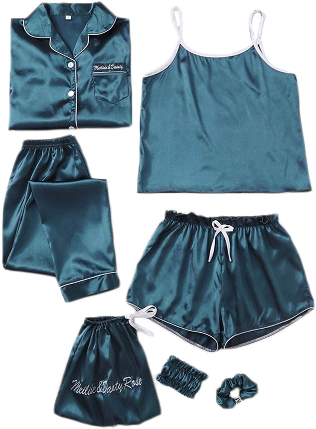 Price:$38.99 Women's 7pcs Pajama Set Cami Pjs with Shirt and Eye Mask at Amazon Women’s Clothing store