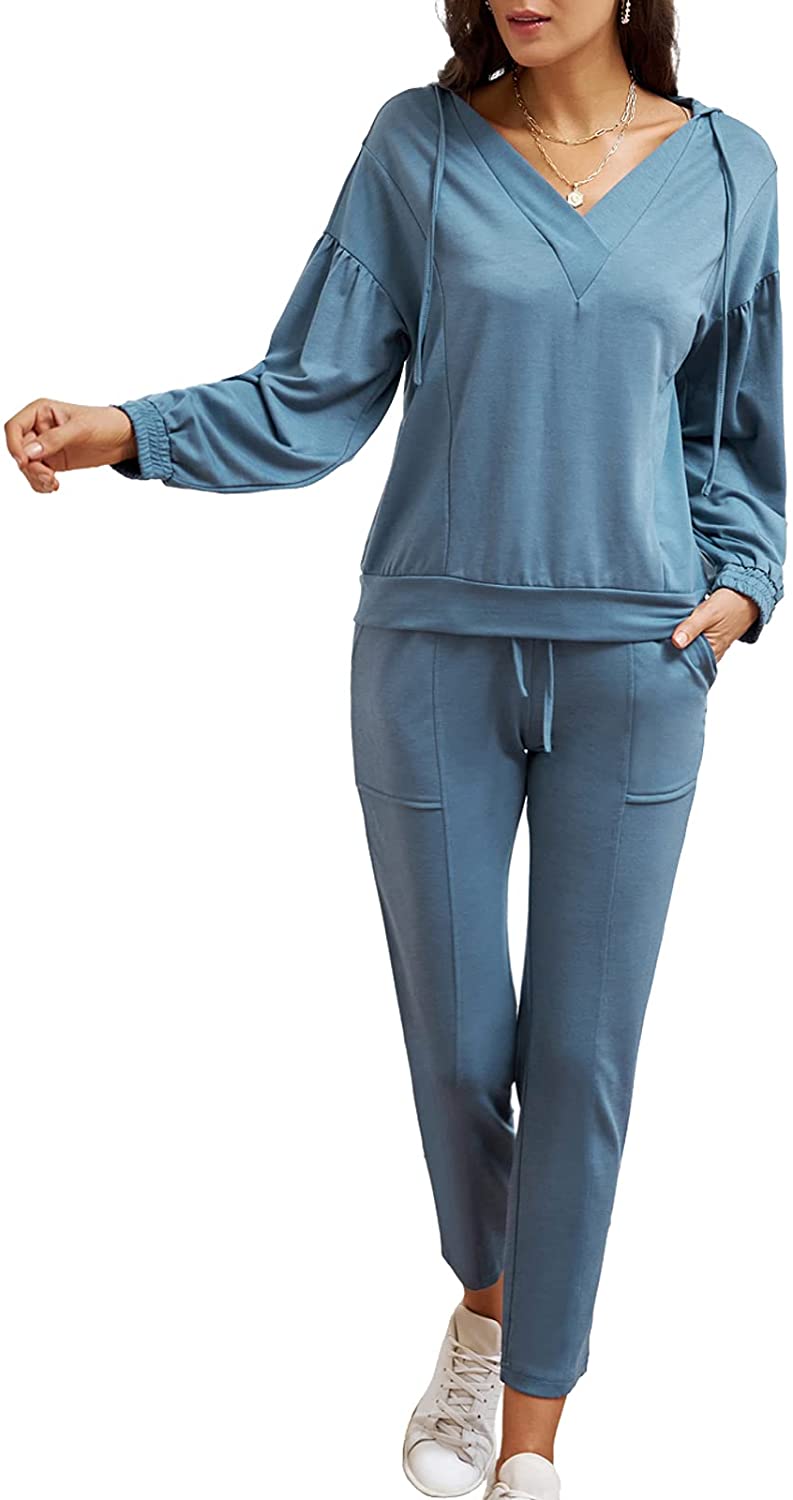Price:$26.99 KARIN Women's V Neck Long Sleeve Pajama Set 2 Piece Sleepwear Casual Suits with Pocket at Amazon Women’s Clothing store