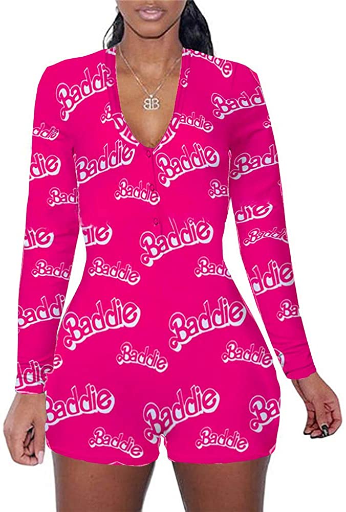 Price:$12.99 Shorts Jumpsuits for Women Long Sleeve Bodycon Sexy V Neck Rompers Clubwear Onesie Bodysuit Pajamas : Clothing, Shoes & Jewelry