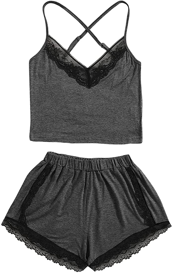 Price:$20.90 Camisole Pajamas Set Lace Lingerie Short Sets Sexy Nightgown Cross Shoulder Straps Sleepwear : Clothing, Shoes & Jewelry