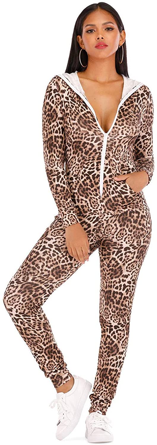 Price:$25.99 Womens Onesies Jumpsuits Zip-up Union Hoodie Long Sleeve One Piece Pajamas Sleepwear Sexy Outfits Bodysuits : Clothing, Shoes & Jewelry
