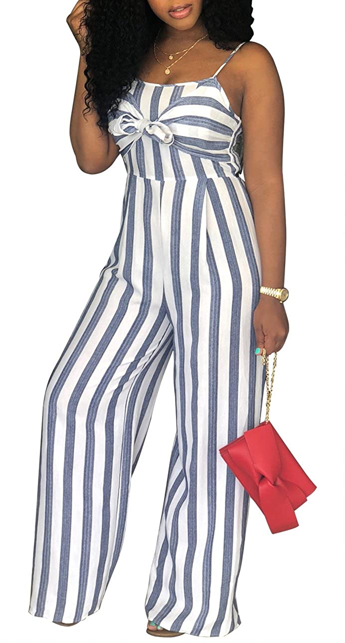 Price:$9.85 Womens Striped Spaghetti Strap Summer Jumpsuits Sexy Tie Bowknot Long Pants Rompers : Clothing, Shoes & Jewelry