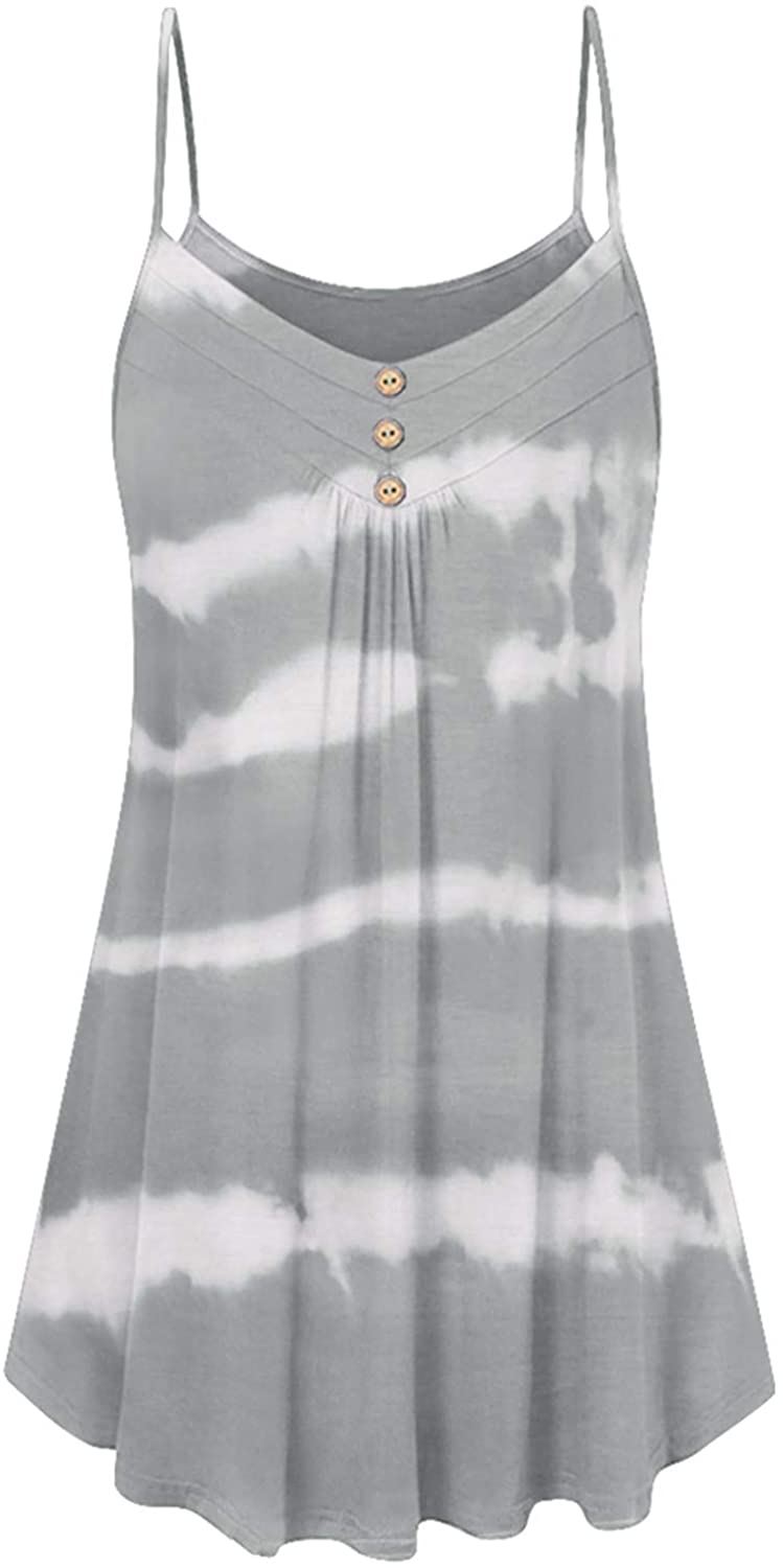 Price:$10.99 Women's Casual Summer V Neck Pleated Spaghetti Strap Camisole Tank Tops at Amazon Women’s Clothing store