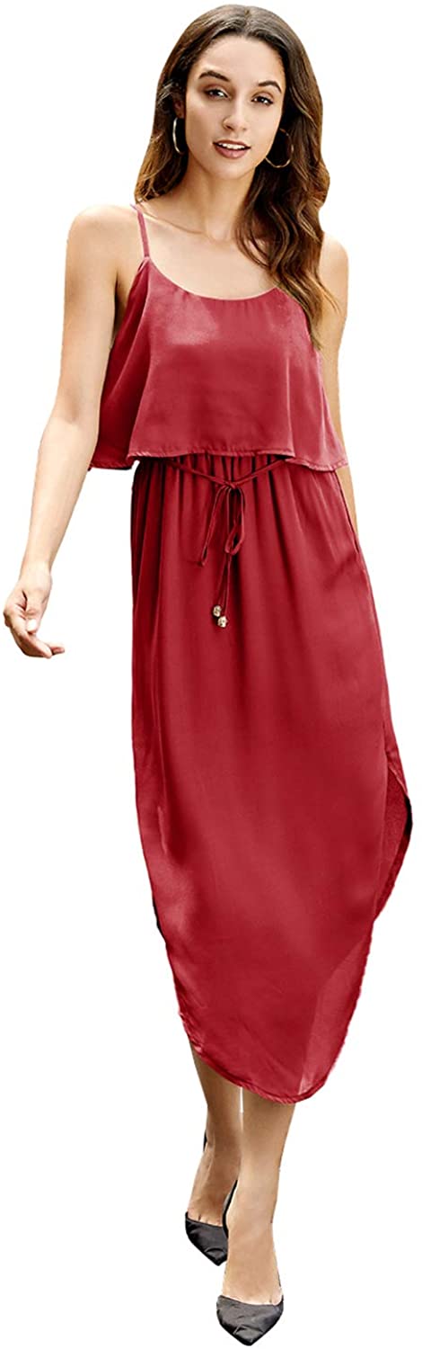 Price:$12.99 Casual Summer Maxi Dress for Women, Adjustable Strappy Split Floral Midi Beach Dress at Amazon Women’s Clothing store