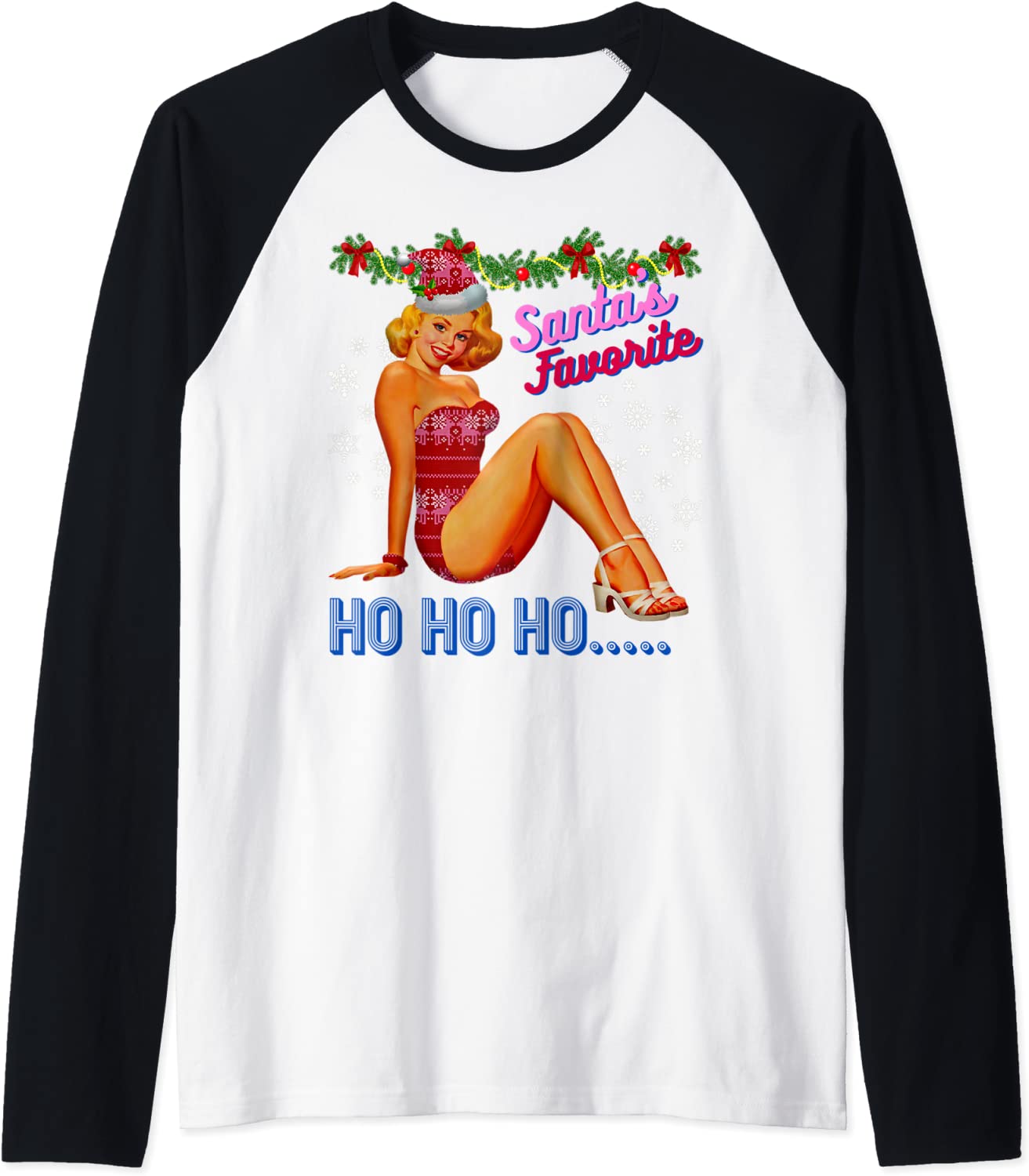 Price:$24.99 Santa's-Favorite-Ho Naughty Dirty Joke Vintage Raglan Baseball Tee : Clothing, Shoes & Jewelry