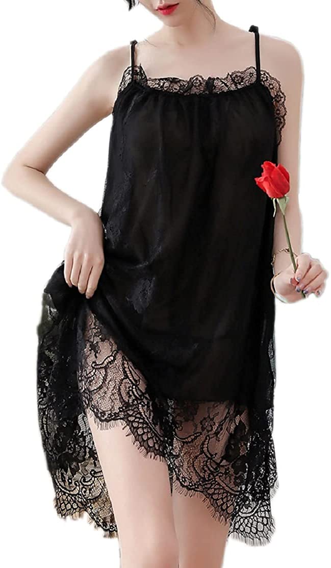 Price:$15.59 Sexy Lingerie-Women Lace Flower Embroidery Sleepwear Sleepdress Pajama Black at Amazon Women’s Clothing store