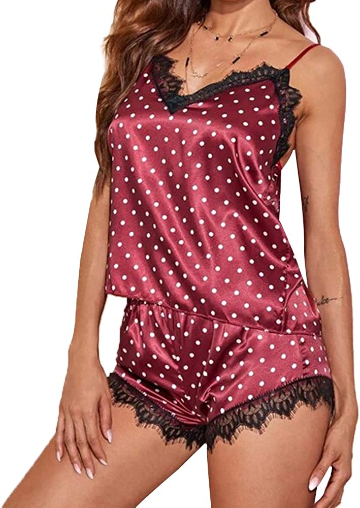 Price:$5.99 Sleepwear Sexy Lingerie Set Lace Pajamas Set Cami Babydoll Sleeveless Nightwear at Amazon Women’s Clothing store