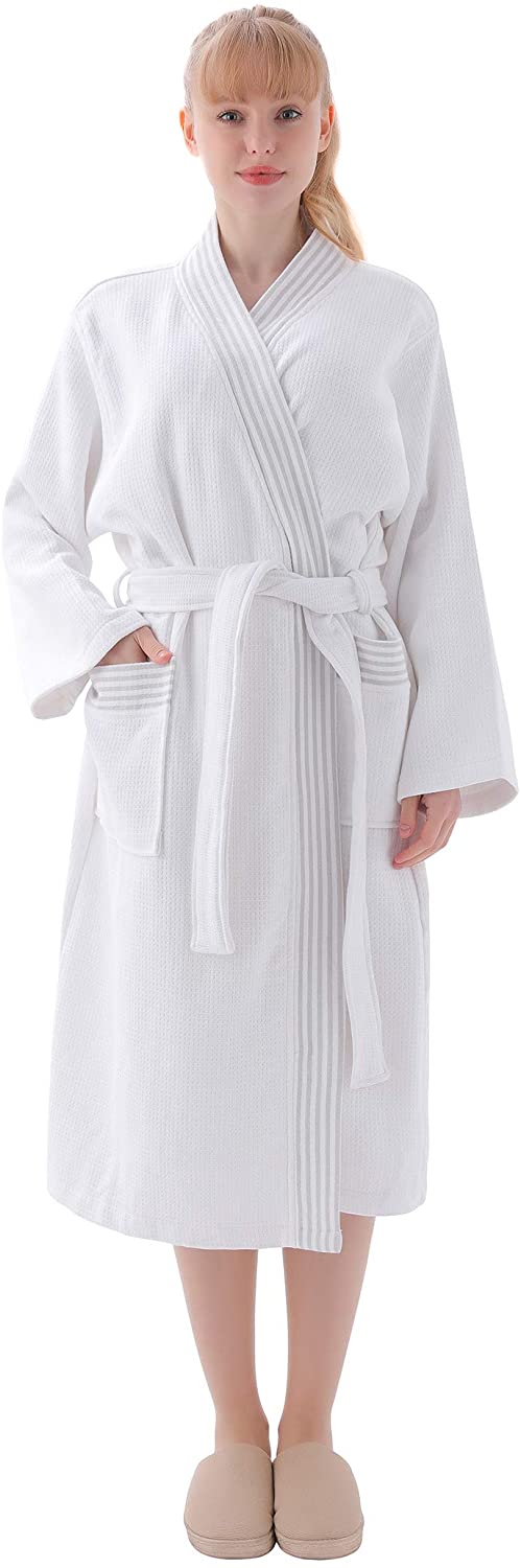 Price:$28.99 Robes for Women Waffle Cotton Long Spa Robe Soft Bamboo Bathrobe Female : Clothing, Shoes & Jewelry