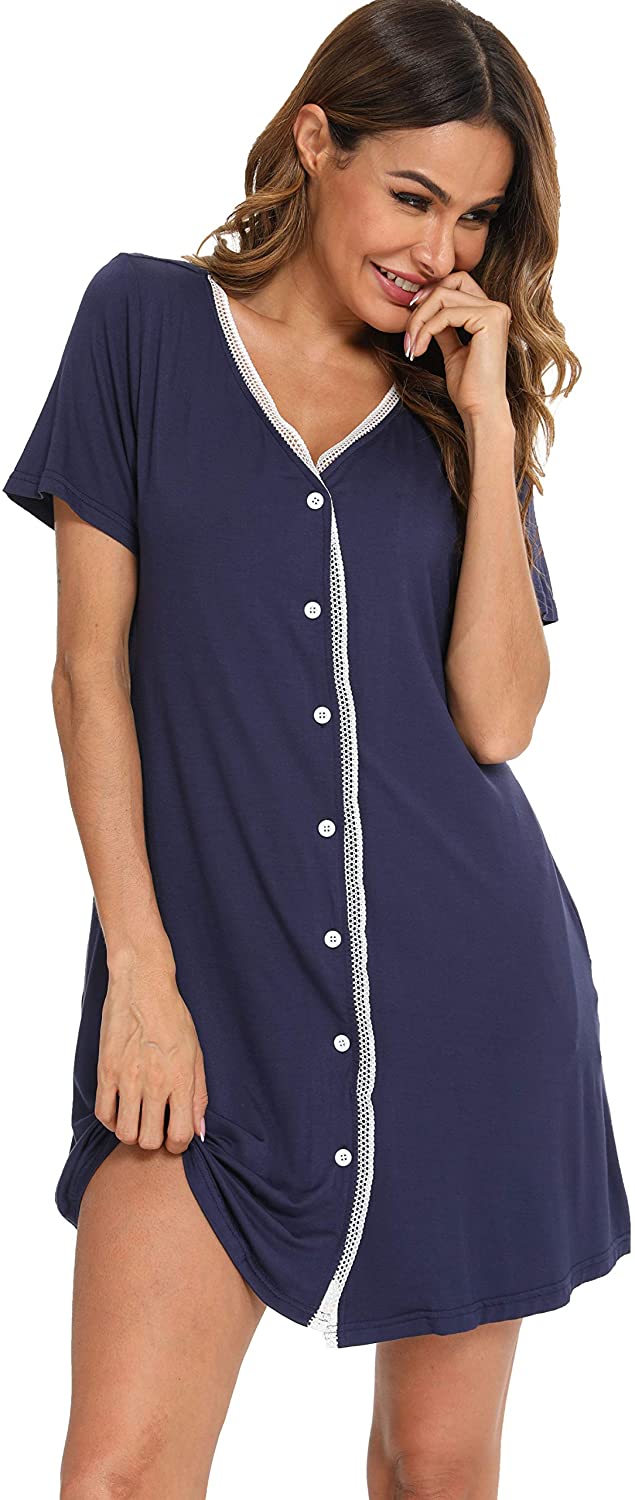 Price:$14.96 Women's Nightgown V Neck Soft Sleep Shirt Relaxed Oversized Nightshirt Sleepwear at Amazon Women’s Clothing store