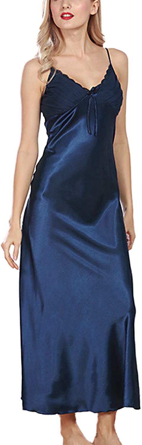 Price:$17.99 Women's Lingerie, Ladies Satin Pajamas Lace Nightwear, Long Nightdress at Amazon Women’s Clothing store