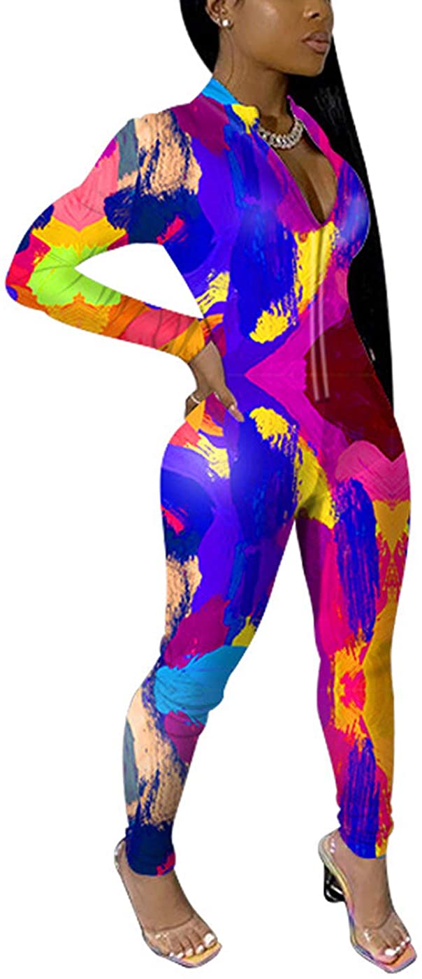Price:$28.99 Women's Sexy One Piece Jumpsuits Rompers Long Sleeves Deep V Neck Bodysuit Pajamas Bodycorn Outfits : Clothing, Shoes & Jewelry