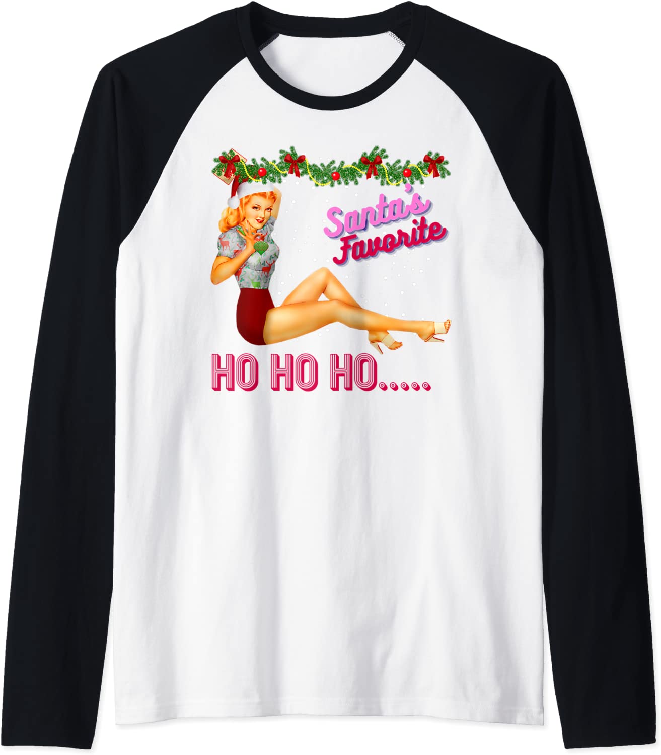 Price:$24.99 Ho Ho Nice Naughty Dirty Joke Meme Retro Raglan Baseball Tee : Clothing, Shoes & Jewelry
