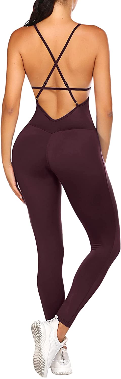 Price:$18.50 Women's Yoga Jumpsuit Backless Sports Romper Playsuit Sleeveless Gym Bodysuit : Clothing, Shoes & Jewelry