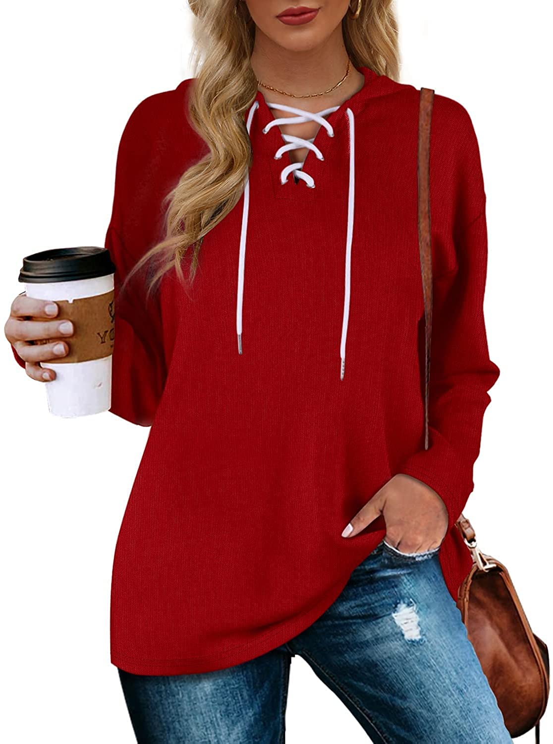 Price:$18.99 Women's Hoodies Pullover Long Sleeve Sweatshirts Drawstring Loose Casual Fall Clothing S-2XL : Clothing, Shoes & Jewelry