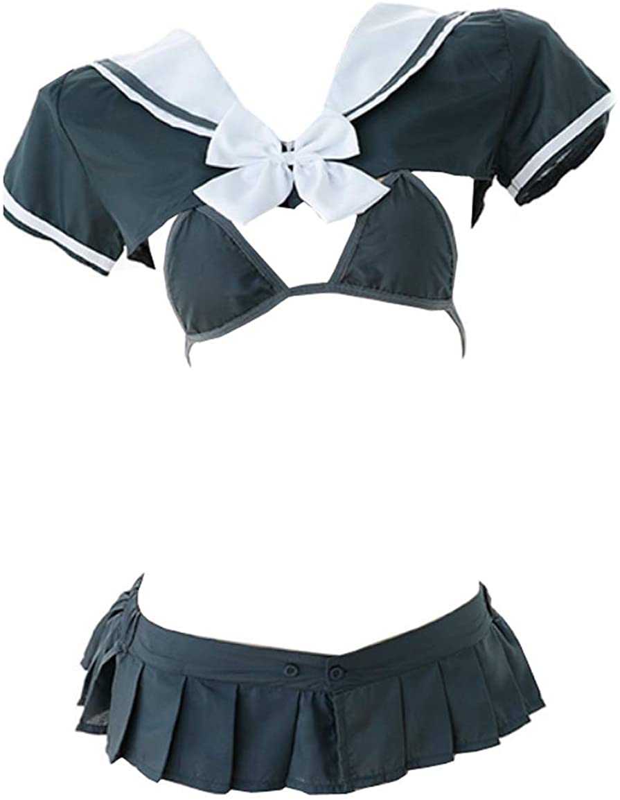 Price:$19.99 Women's Cute Sexy Japanese School Girl Sailor Suit Anime Cosplay Bra and Mini Skirt Lingerie Set (Gray): Clothing, Shoes & Jewelry