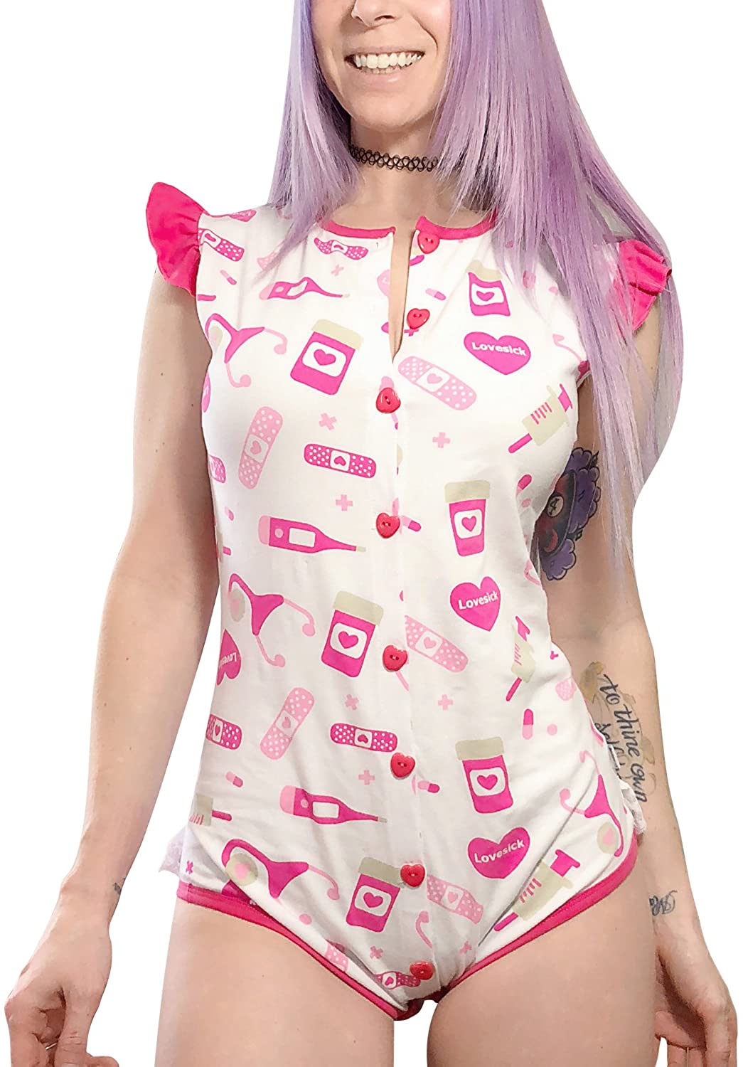 Price:$37.99 Cotton Romper Onesie Pajamas Bodysuit - Lovesick Pattern : Clothing, Shoes & Jewelry