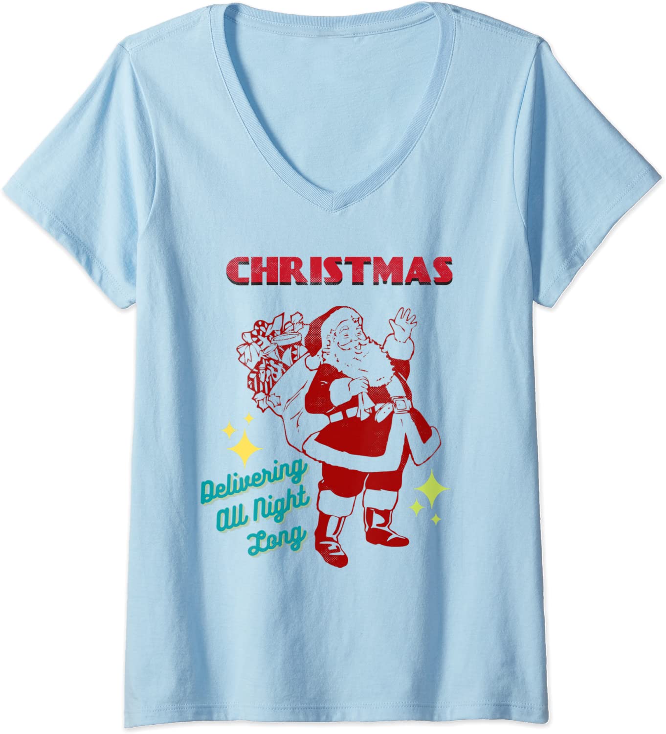 Price:$19.99 Santa I-Deliver-All-Night-Long Naughty Dirty Joke Meme Retro V-Neck T-Shirt : Clothing, Shoes & Jewelry