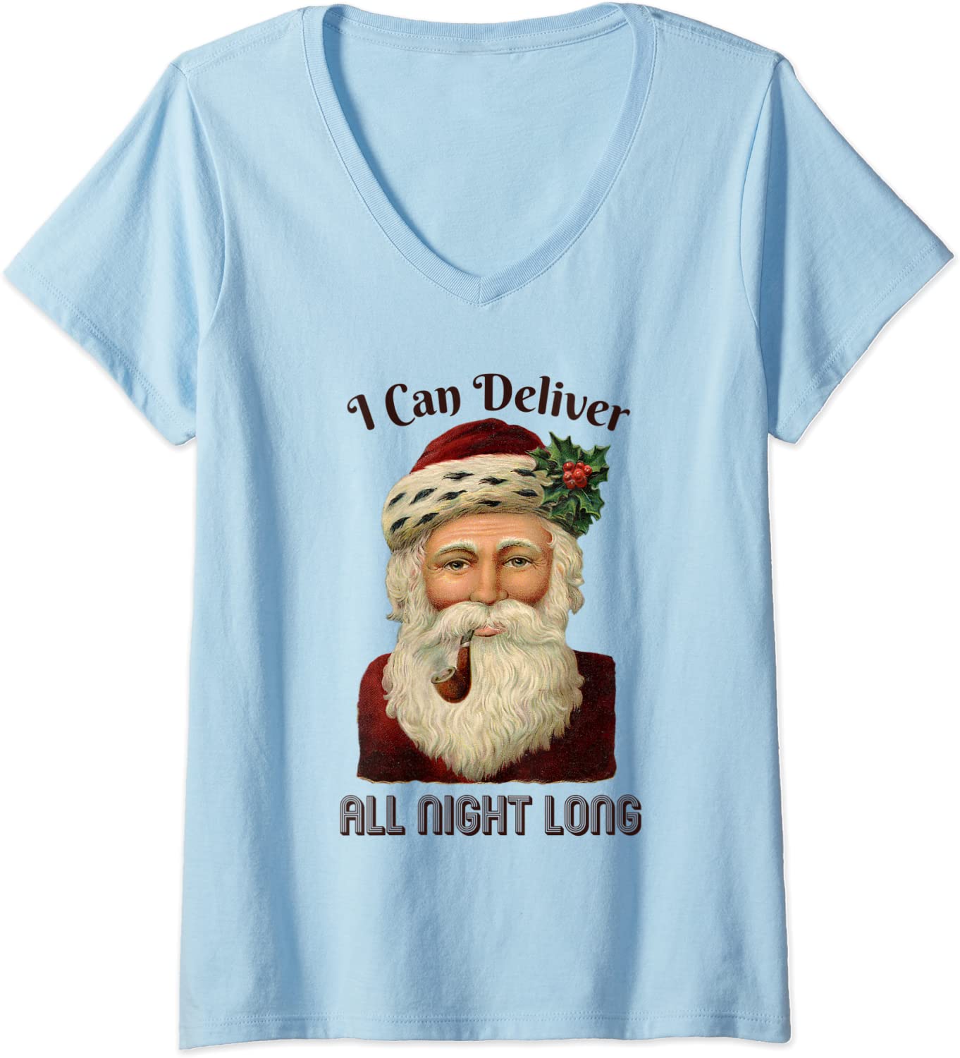 Price:$19.99 Santa I-Deliver-All-Night-Long Naughty Dirty Joke Meme Retro V-Neck T-Shirt : Clothing, Shoes & Jewelry
