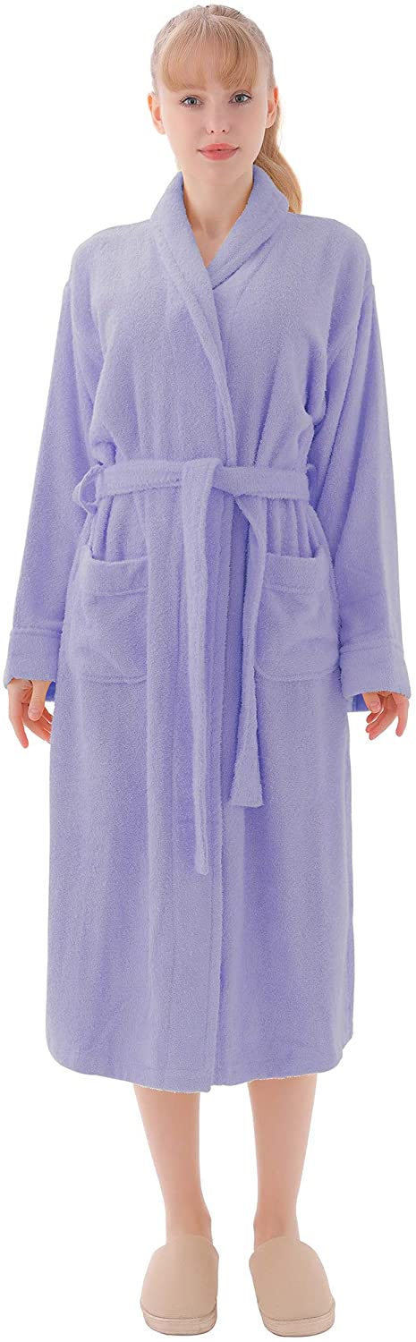 Price:$29.99 Cotton Robes for Women Soft Kimono Spa Robe Plush Bathrobe Female S-XXL Purple at Amazon Women’s Clothing store
