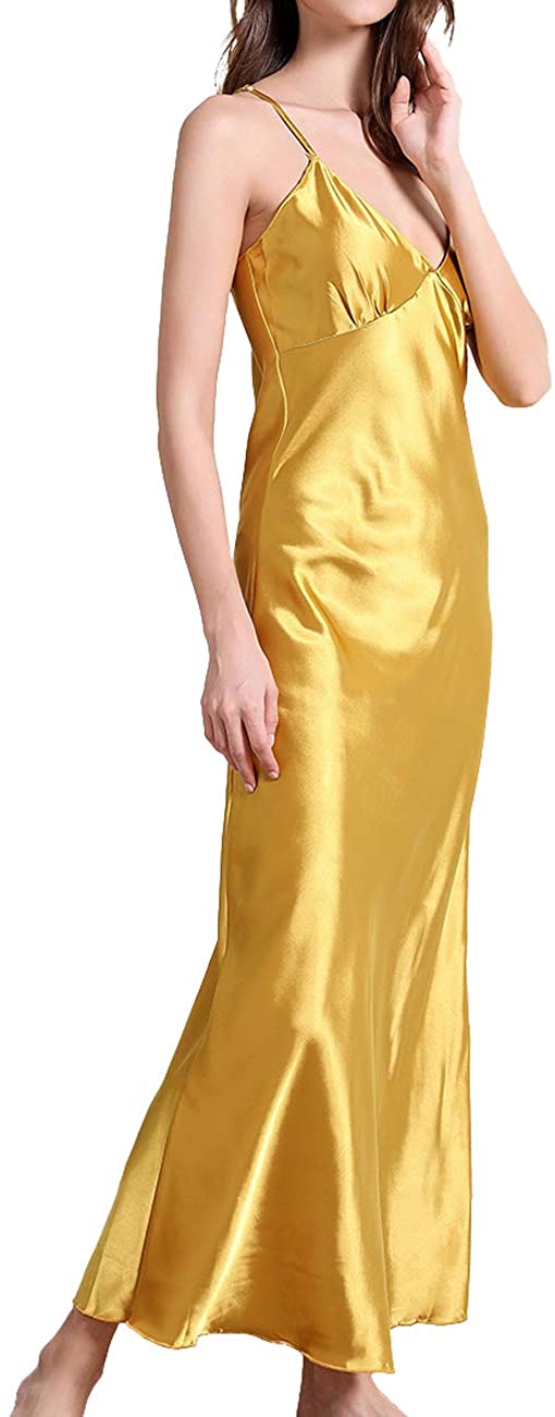 Price:$22.99 Nightgowns for Women Satin Sleepwear Full Slip Nightwear Pajama Spaghetti Strap Sleep Dress at Amazon Women’s Clothing store