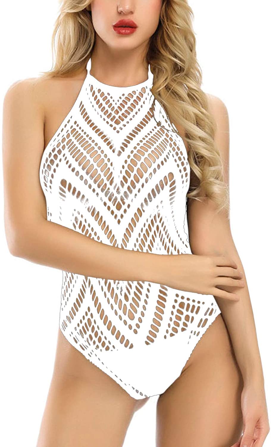 Price:$7.99 Women Lingerie Fishnet Mini Dress One Piece Babydoll Teddy Bodysuit Hollow Out Free Size Underwear Sleepwear Chemise (White, One Size): Clothing, Shoes & Jewelry