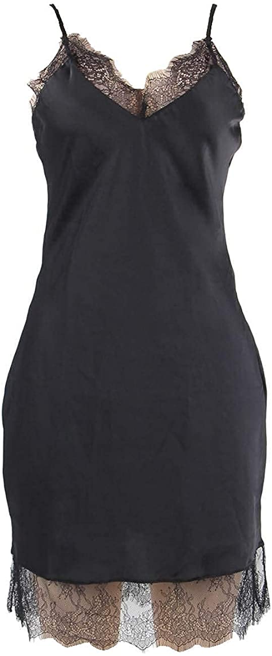 Price:$13.49 Hour Sexy Fashion Silk Satin Lace Women Pajama, Black at Amazon Women’s Clothing store