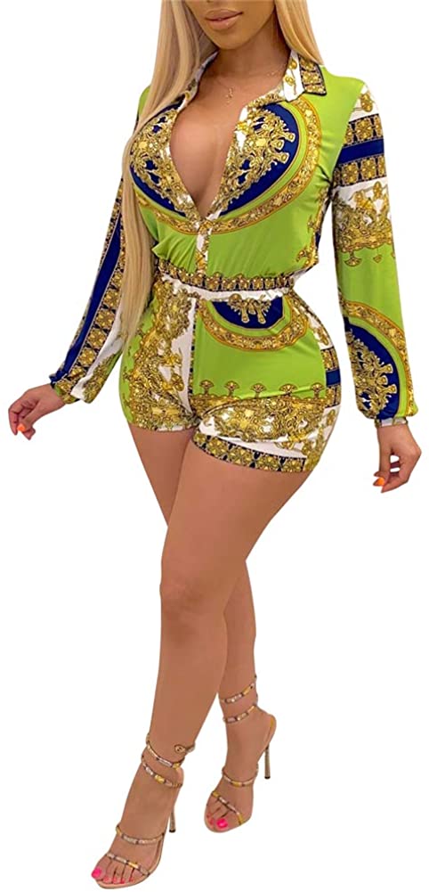 Price:$26.99 Sleeve Romper for Women - Bodycon Jumpsuits Sexy Deep V Neck One Piece Outfits Bodysuit Shorts : Clothing, Shoes & Jewelry