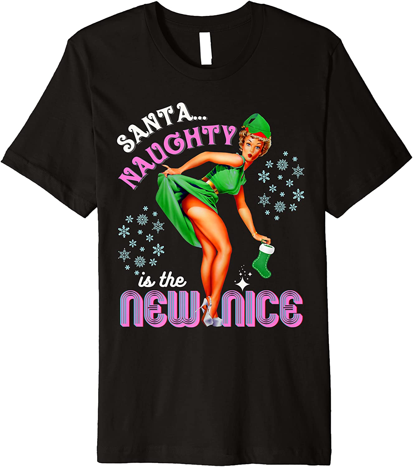 Price:$22.99 Santa Naughty-is-the-New-Nice Adult Dirty Joke Vintage Premium T-Shirt : Clothing, Shoes & Jewelry