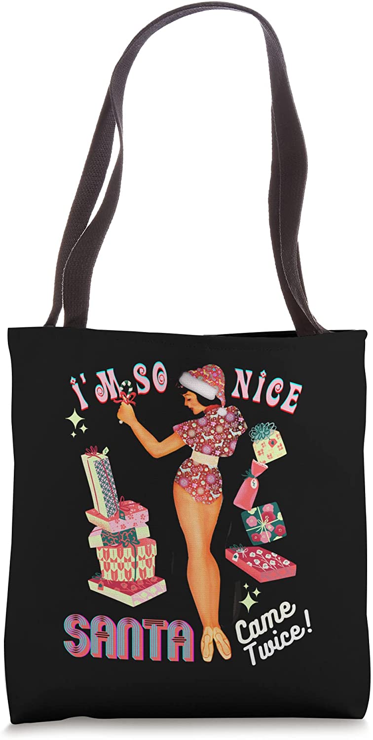 Price:$18.99 I'm-So-Nice-Santa-Came-Twice Naughty Joke Vintage Glam Tote Bag : Clothing, Shoes & Jewelry
