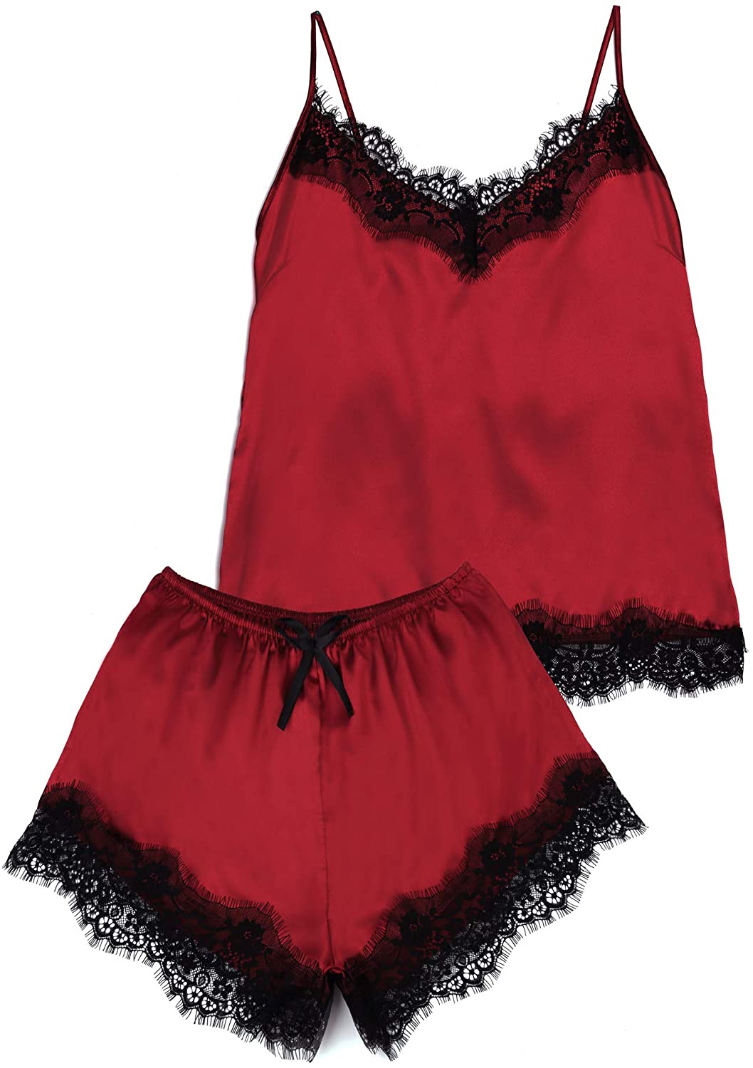 Price:$14.99 Women's Satin Pajamas Cami Set Silk Silky Lace Nightwear Sexy Sleepwear at Amazon Women’s Clothing store