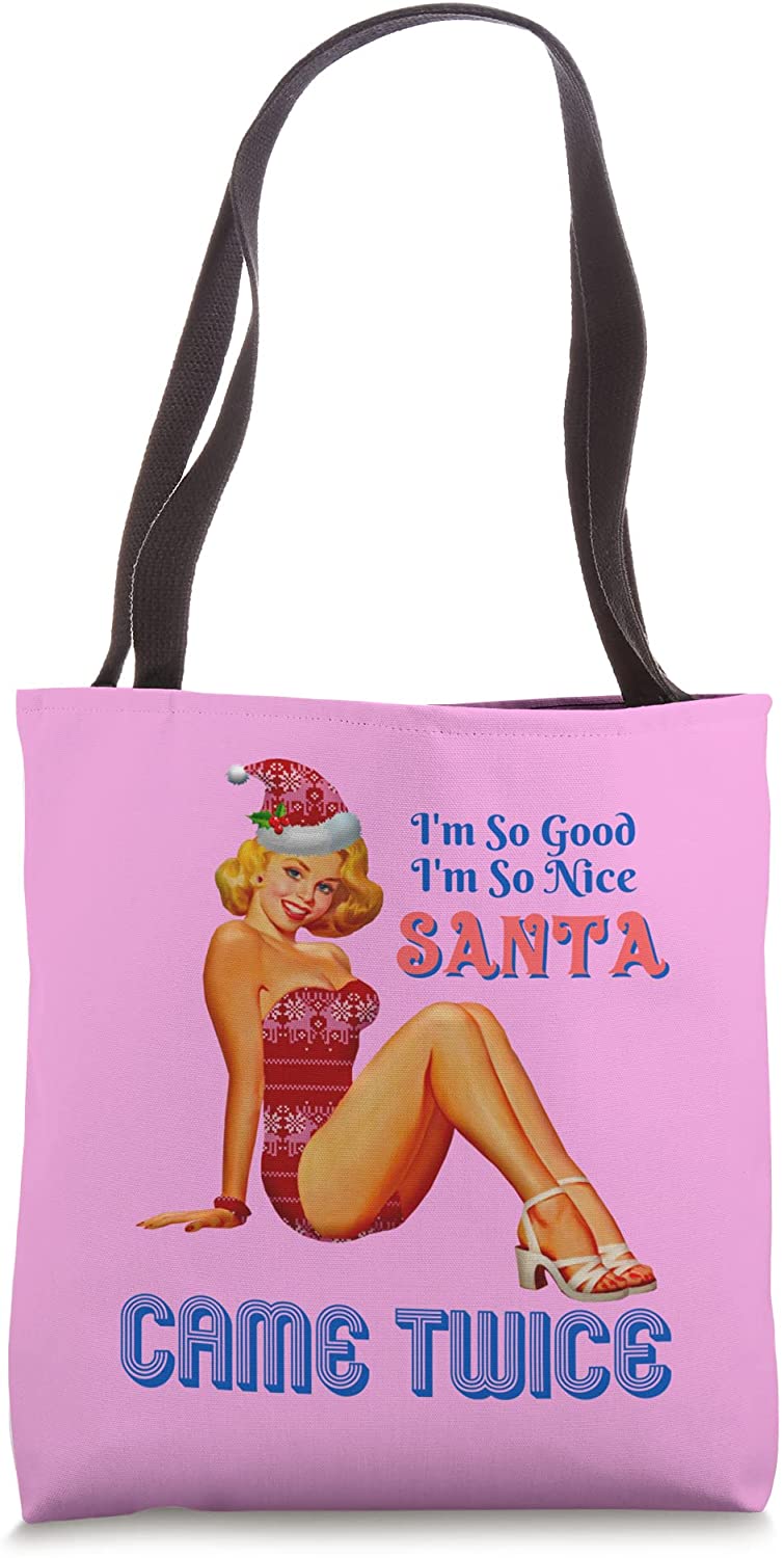 Price:$19.99 Naughty is the New Nice Adult Joke Meme Retro Vintage Tote Bag : Clothing, Shoes & Jewelry