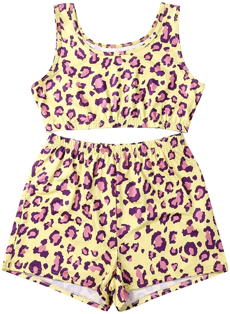 Price:$11.98 Women's Sexy Bodycon Leopard Sleeveless Crop Tank Top Shorts Set Club 2 Pieces Outfits Yoga Sports Pajamas Set (Leopard, M) : Sports & Outdoors