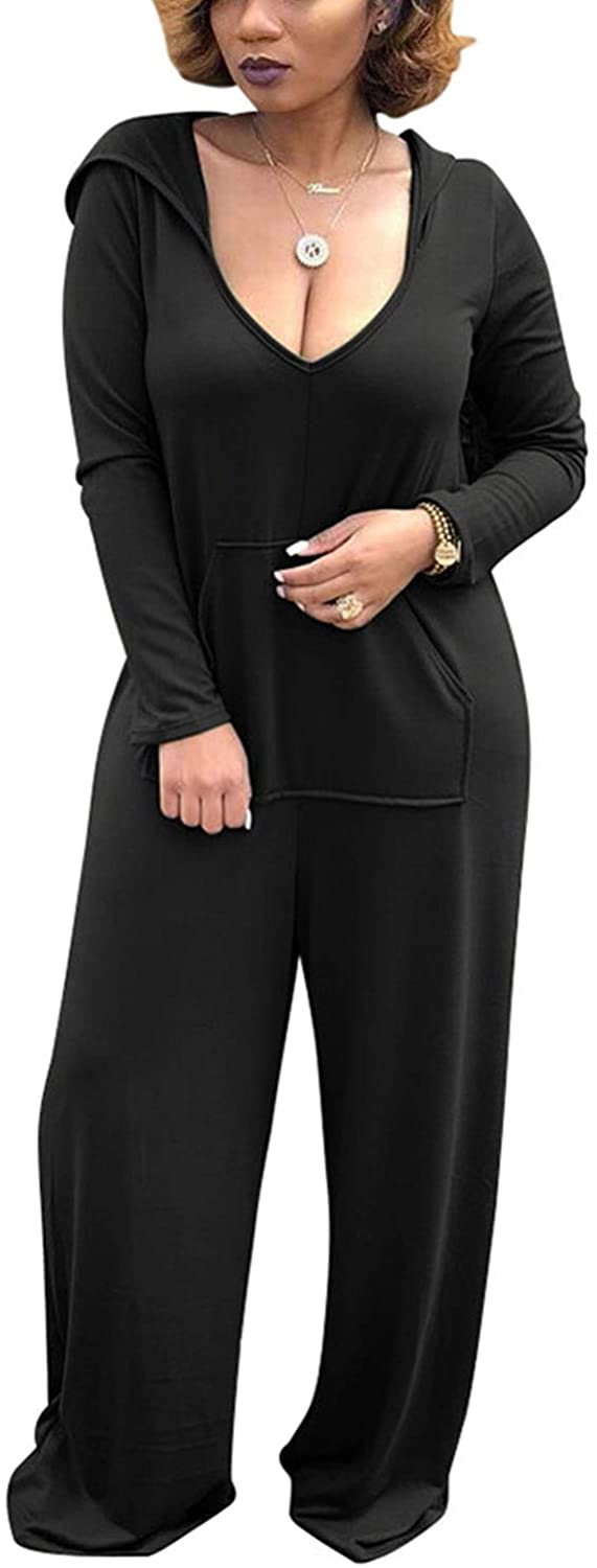 Price:$13.99 Women Casual Long Sleeve Hooded V-Neck Jumpsuits Rompers : Clothing, Shoes & Jewelry