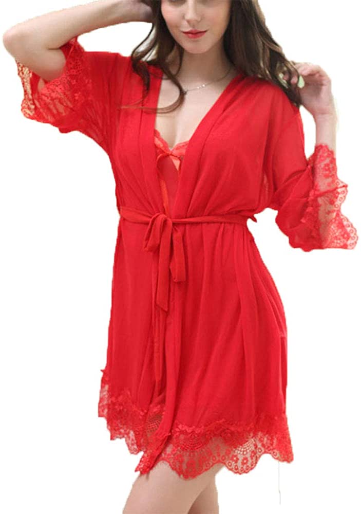 Price:$9.99 Babydoll Lingerie for Women Lace Chemise Sleepwear Kimono Robe Sheer Mesh Nightgown Dresses: Clothing, Shoes & Jewelry