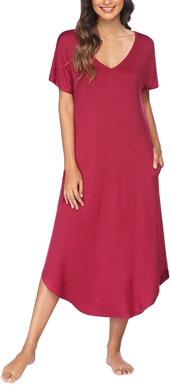Price:$15.97 Long Nightgown with Pockets Pajamas Soft Sleepwear Loungewear for Women at Amazon Women’s Clothing store