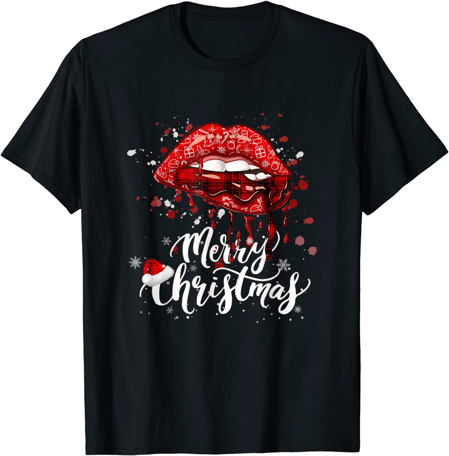 Price:$13.07 Lips Cool Xmas Eve Day Pajamas Cute For Merry Christmas T-Shirt : Clothing, Shoes & Jewelry