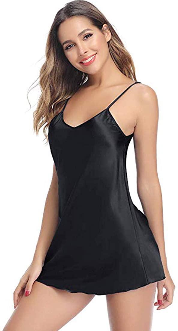 Price:$9.98 Online Women's Pajamas Satin Nightgown Mini Slip Sleepwear Short Nightwear Camisole Dress at Amazon Women’s Clothing store