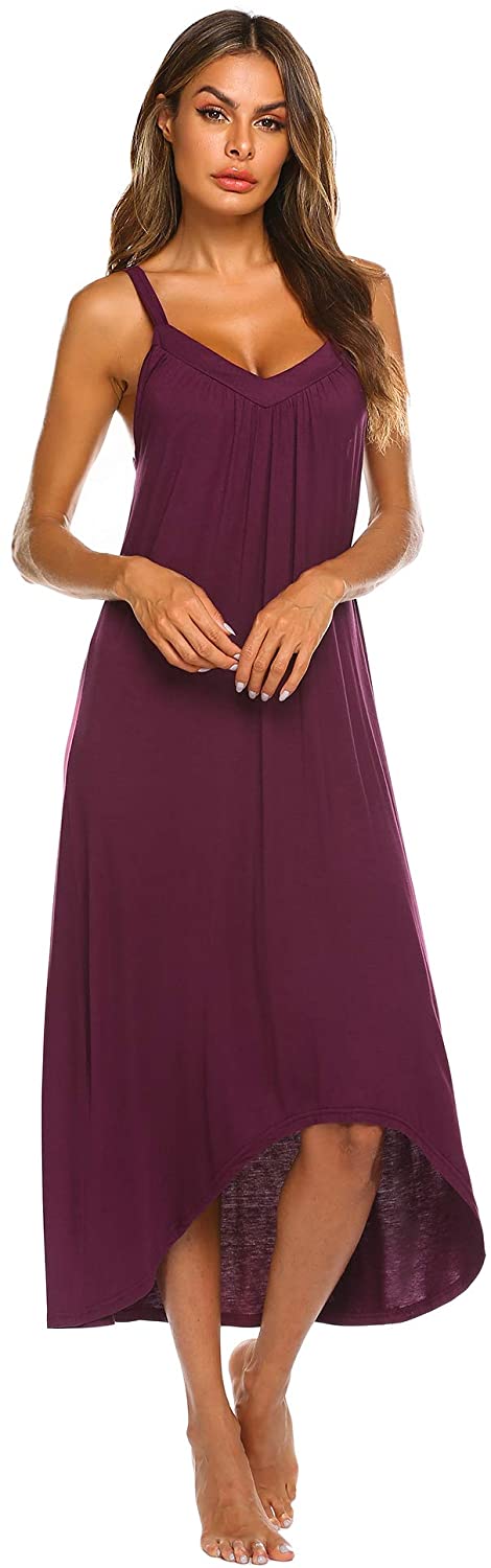 Price:$15.99 Womens Nightgown Sleeveless Long Nightshirt Sexy Full Slip Night Dress Summer Plus Size Sleepshirt Chemise at Amazon Women’s Clothing store