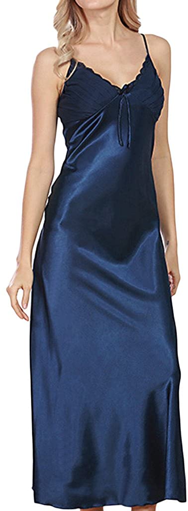 Price:$19.99 FASHION Women's Sexy Satin Long Nightgown Lace Slip Lingerie Chemise Robes at Amazon Women’s Clothing store
