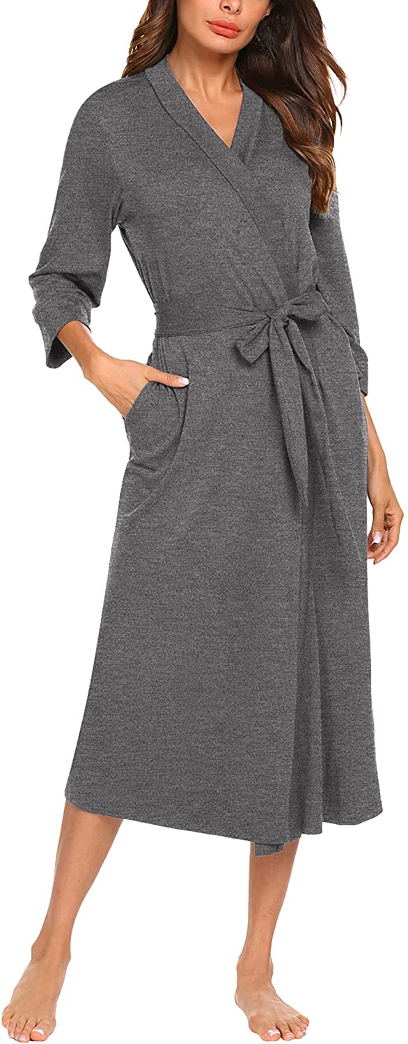Price:$29.98 Women Kimono Robes Long Knit Bathrobe Soft Robe Casual Ladies Loungewear S-3XL at Amazon Women’s Clothing store
