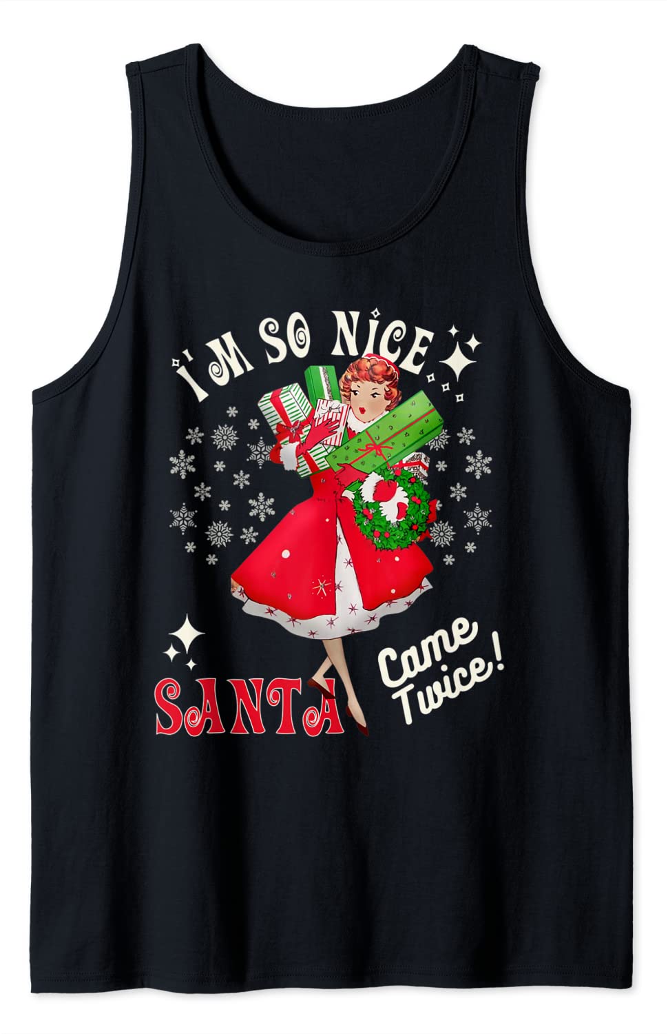 Price:$19.99 Good Santa-Came-Twice Naughty Joke Meme Retro Tank Top : Clothing, Shoes & Jewelry