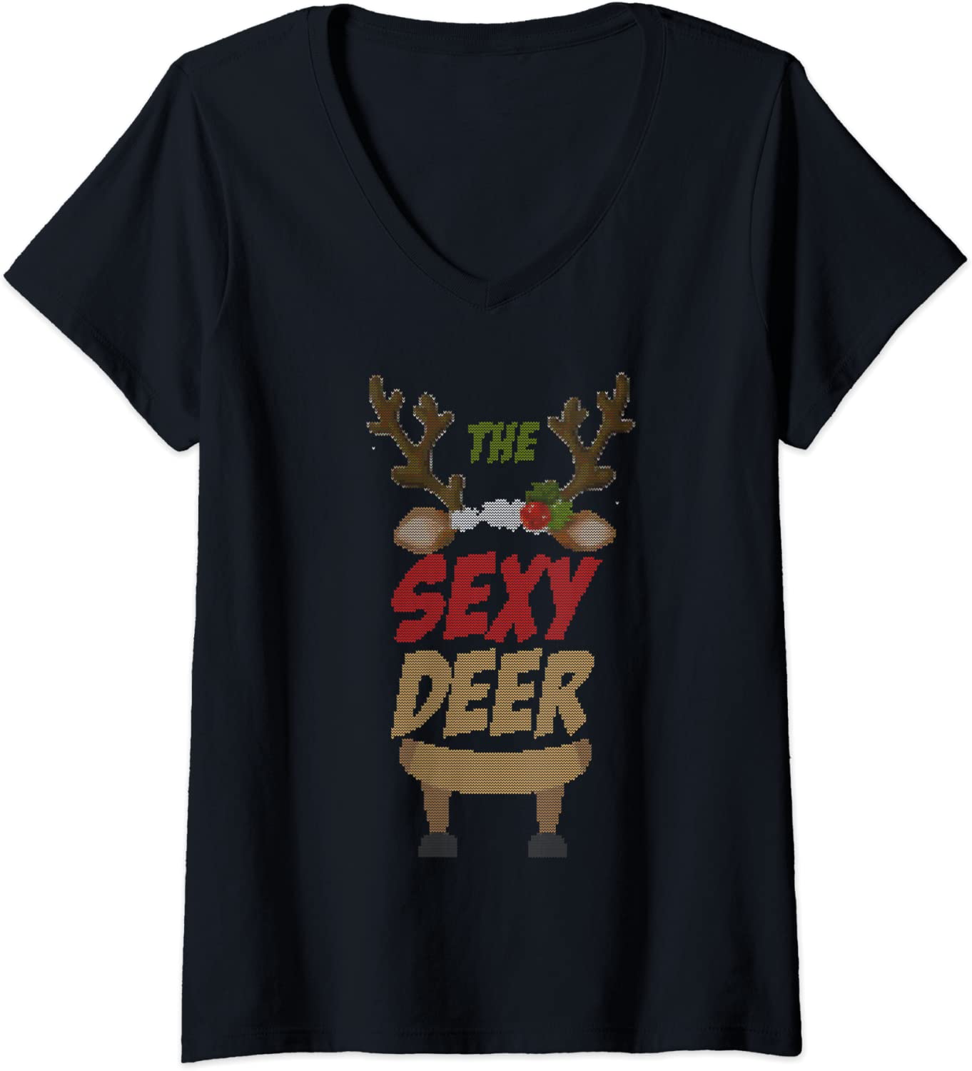 Price:$15.99 The Sexy Reindeer Family Matching Group Ugly Christmas V-Neck T-Shirt : Clothing, Shoes & Jewelry