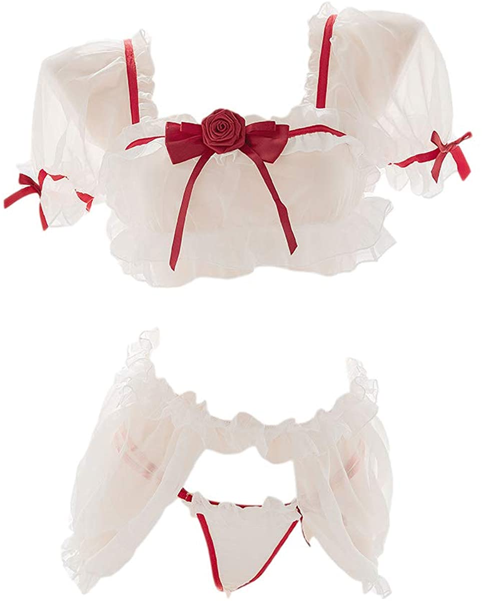 Price:$24.82 Sexy Lingerie Kawaii Mesh Bra and Panty Set Cosplay Costumes See Through Exotic Nightie (White): Clothing, Shoes & Jewelry