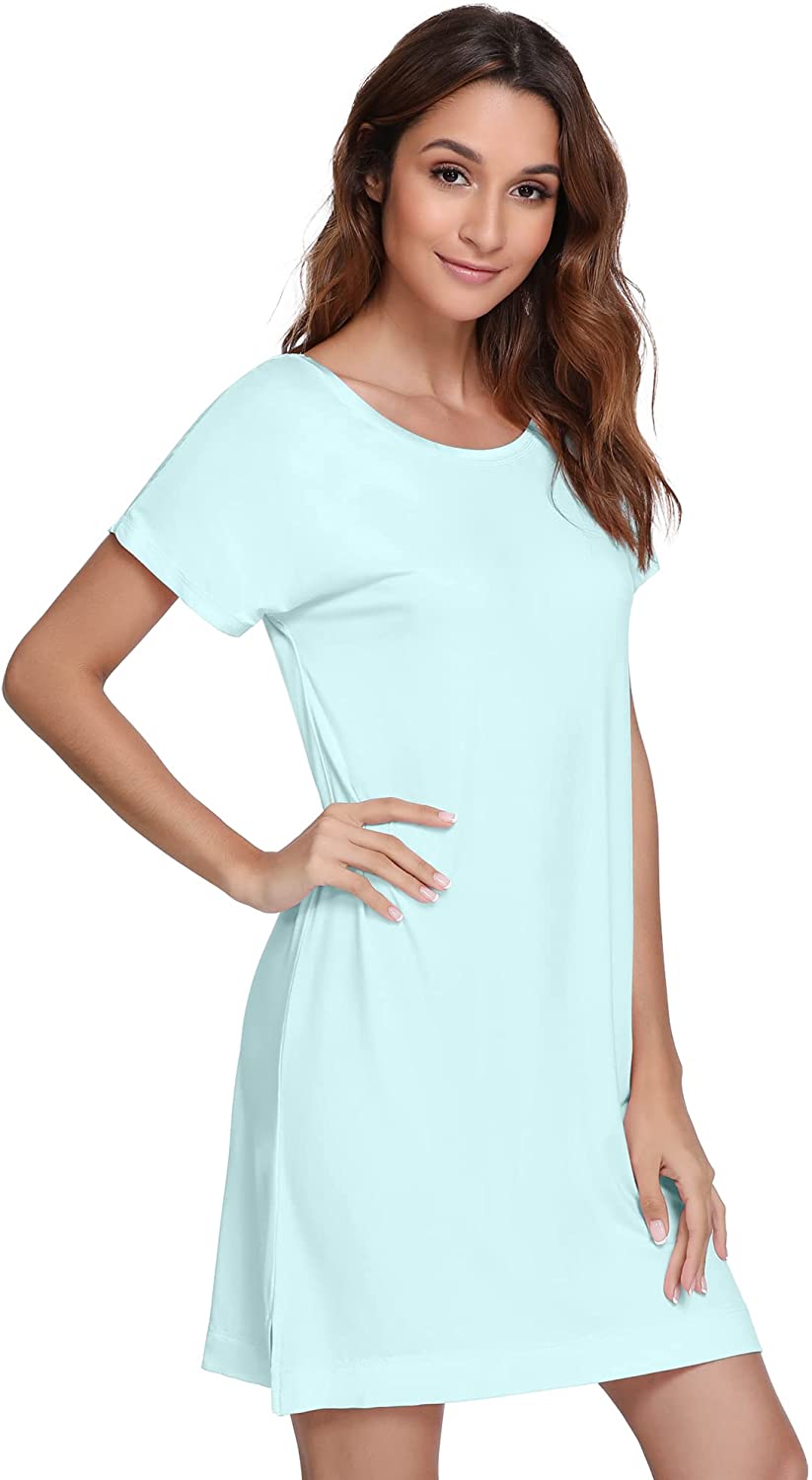 Price:$27.99 Soft Bamboo Nightgowns for Women Sleep Shirts Lightweight Short Sleeve Lounge Dress Plus Size Sleepwear S-4X at Amazon Women’s Clothing store