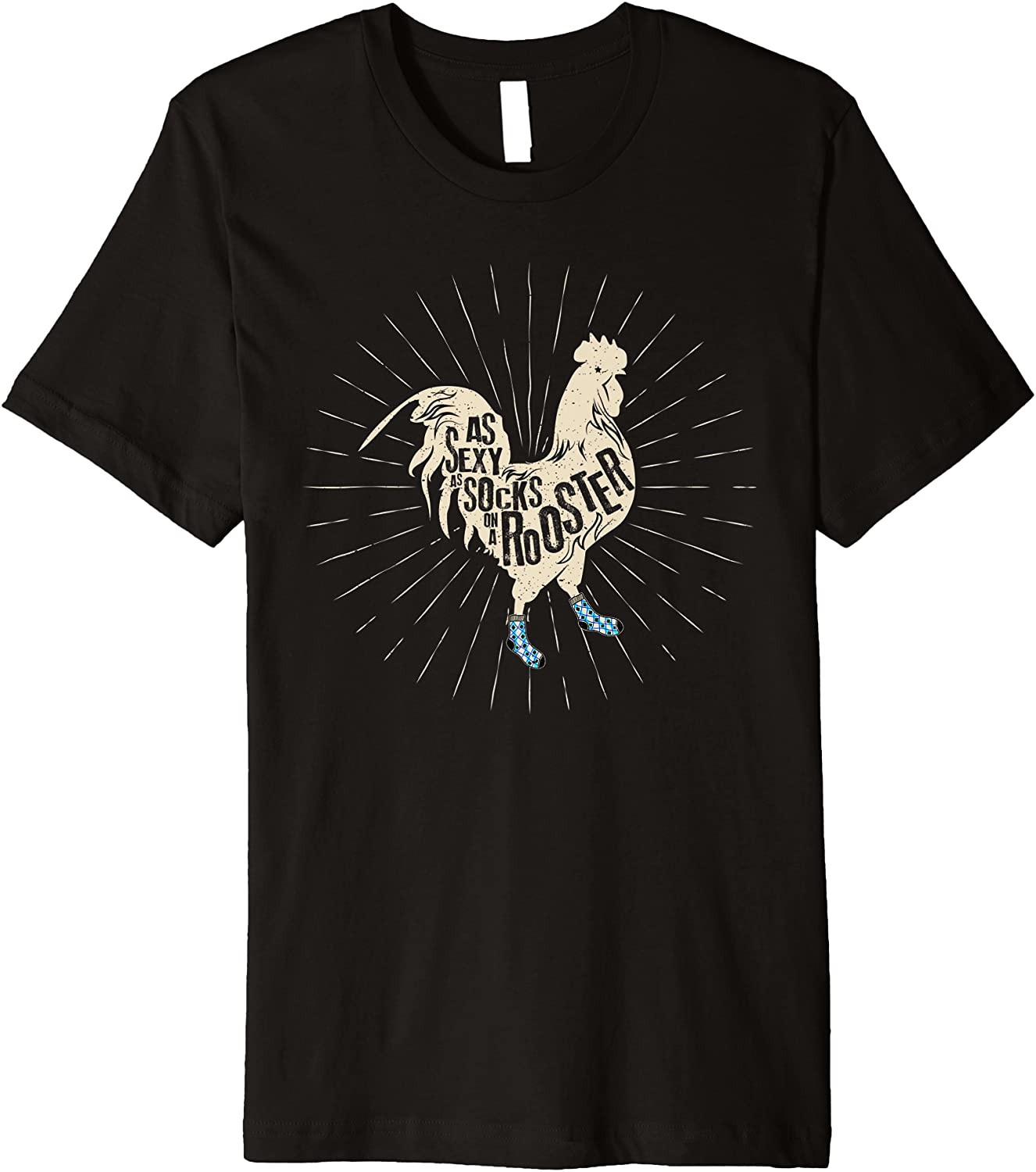 Price:$21.99 as Socks on a Rooster Novelty Chicken Shirt : Clothing, Shoes & Jewelry