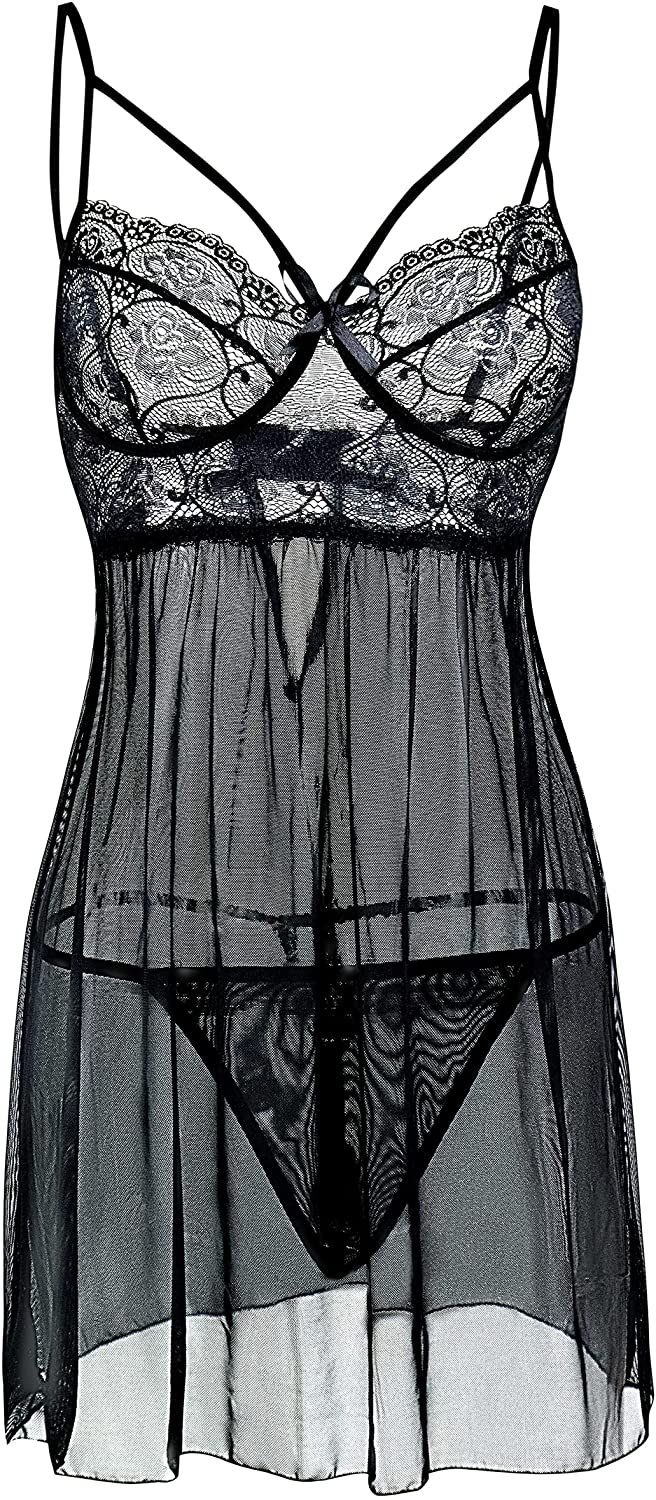 Price:$8.88 Women Lingerie Lace Babydoll V Neck Sexy Sleepwear Strap Chemise at Amazon Women’s Clothing store